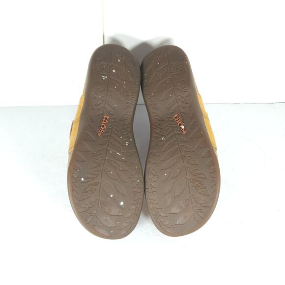 Taos Women’s Zon US6 Wheat Leather Toe Loop Flat Thong Sandals Shoes - Picture 12 of 16